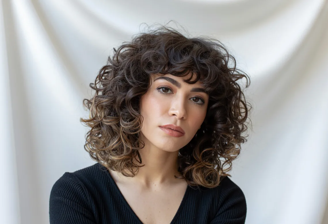 Short curly hair brunette
