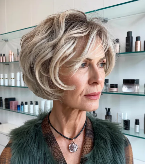 Wavy Layered Bob With Bangs
