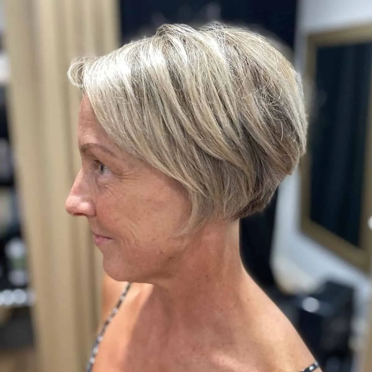 Chic Layered Bob Hairstyle for Older Women