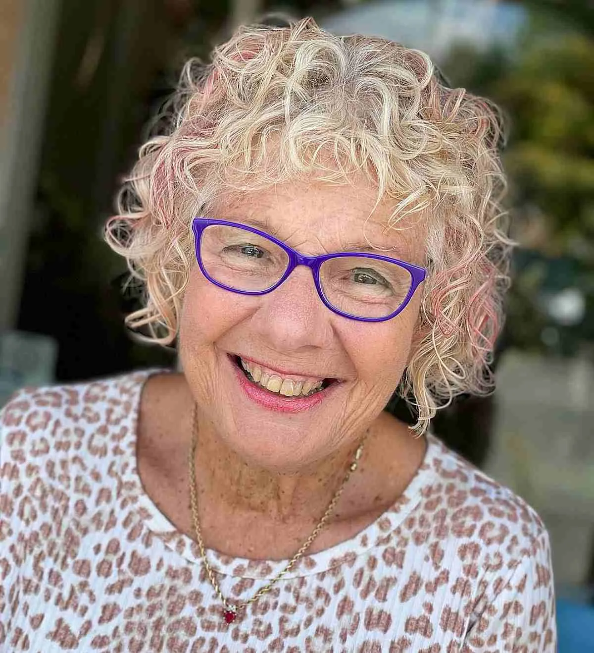 Chic Short Curly Bob with Baby Bangs for Women Over 60