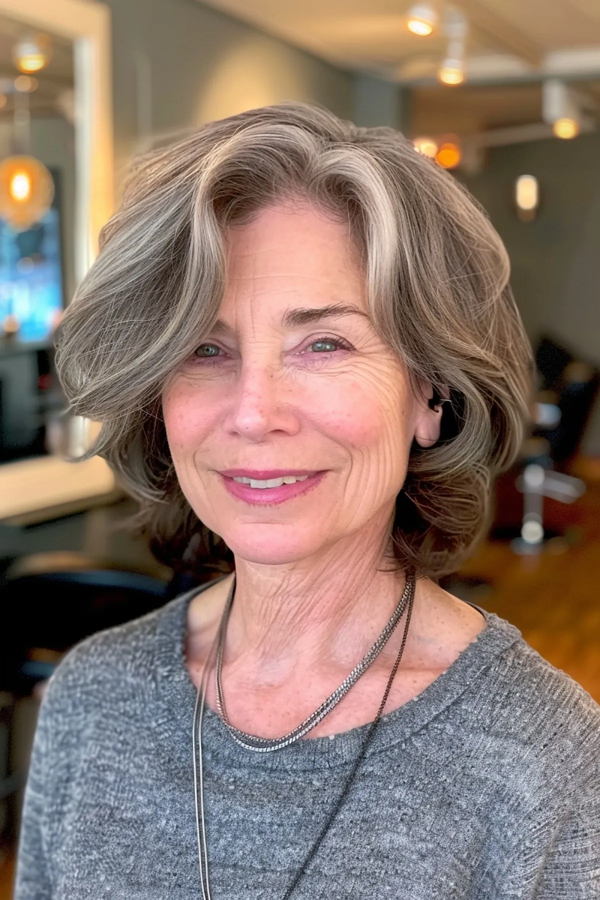 Chic Short Bob with Silver and Ash Blonde Highlights Hairstyle