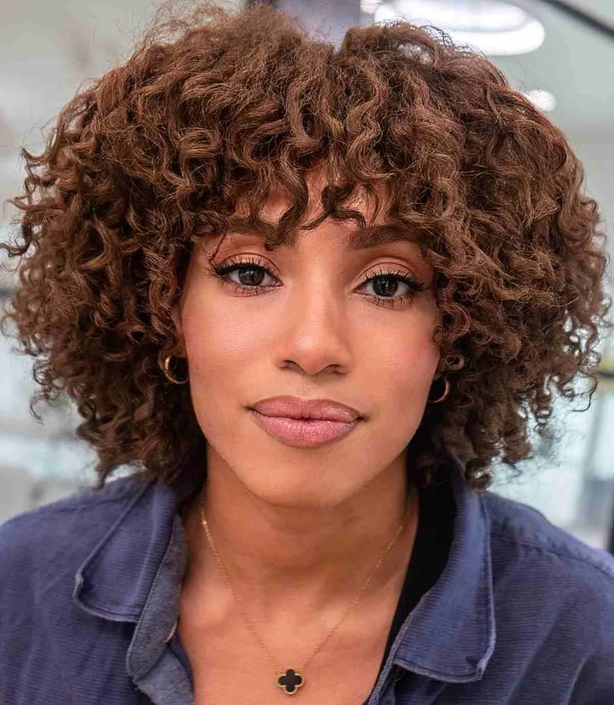 Elegant Brunette Natural Curls for Short Hair