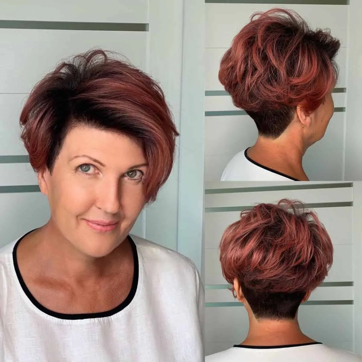 Chic tapered bob for older women with wavy hair